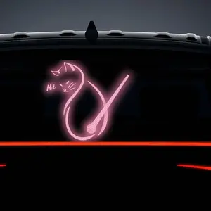 Hello Cat Reflective Vinyl Sticker for Car Wiper, Funny Moving Tail Cat Decal for Bumper and Windshield, Self-Adhesive Kitty Wiper Decal, Car Decals, Car Decoration, Car Stickers