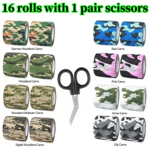 16 Piece Breathable Elastic Cohesive Bandage with 1 Pair Scissors Self Adhesive Wrap Athletic Tape Gauze Beauty & Personal Care