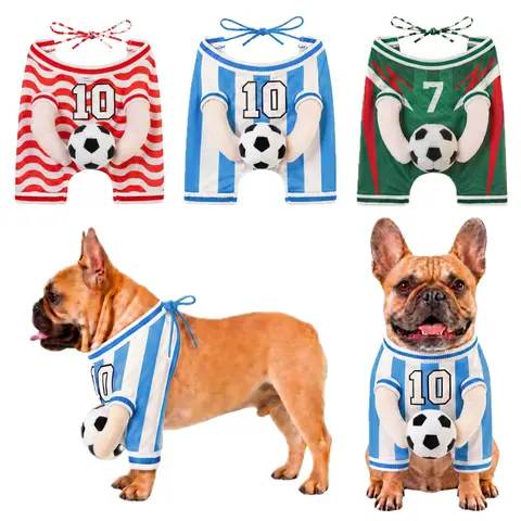 RENZEC Puppy Costume Shirts - Breathable Polyester Fabric Summer Sports Outerwear for S(7-20lb) Small Dogs, Cute Photo-Ready Outfit with Ball-Hold Fun, Interactive Design for Casual Walks & Birthday Parties