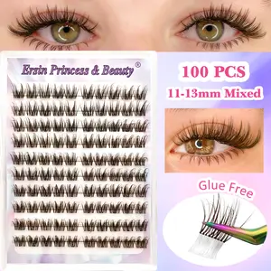Self Adhesive False Eyelashes, Eyelash Extensions, Mixed Lengths (11-13mm), Dense Curled Fluffy Natural Look, Waterproof Long Lasting, Travel Friendly