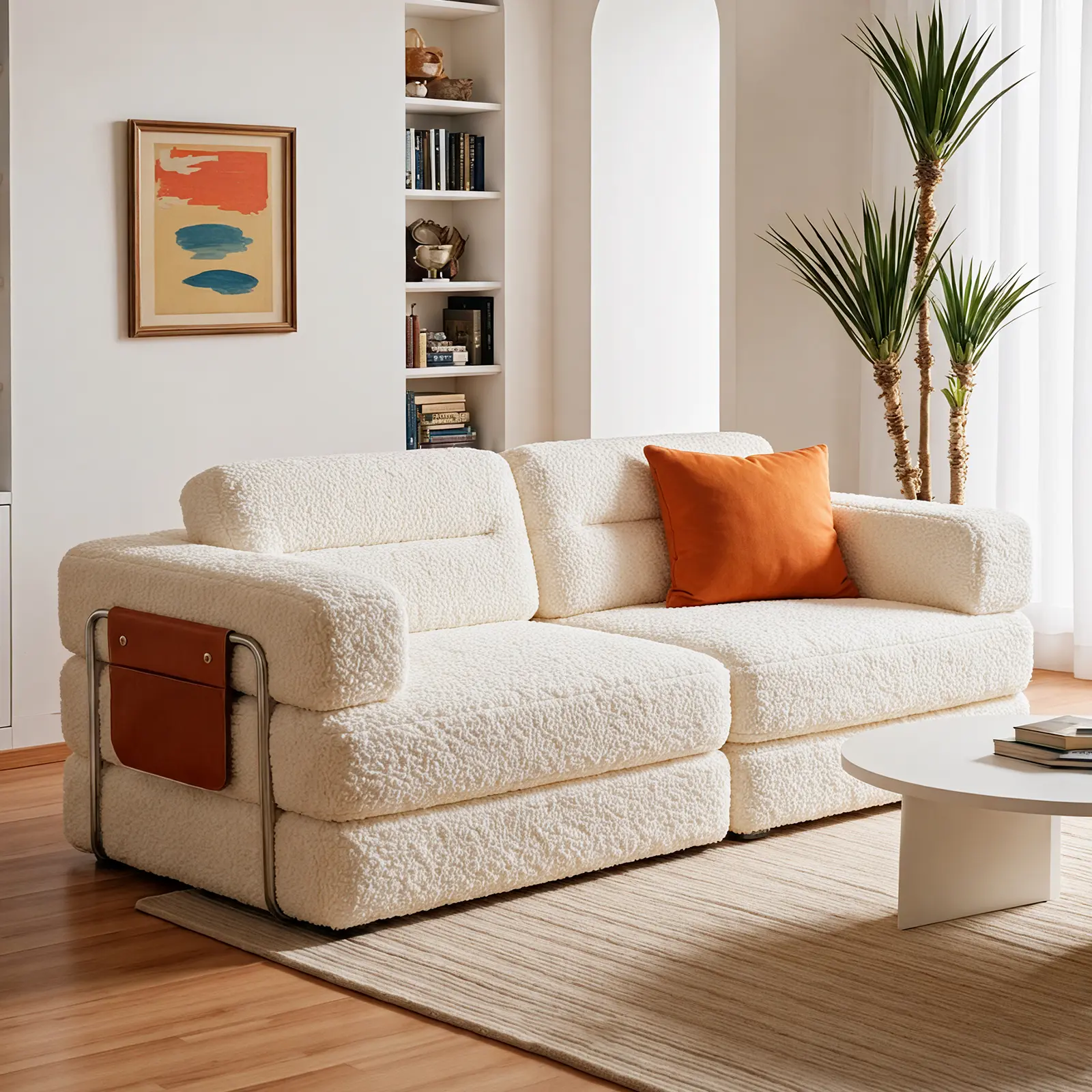 Pinmoco 81.5" Convertible Sofa Bed, Modular Sectional Sleeper Sofa for Living Room, 7-in-1 Corduroy Futon Couch for Small Spaces, Boneless Couch Floor Modular Sofa with Fixed-Shape Frame, For Guest Bed & Kids Play Area with Washable Cover