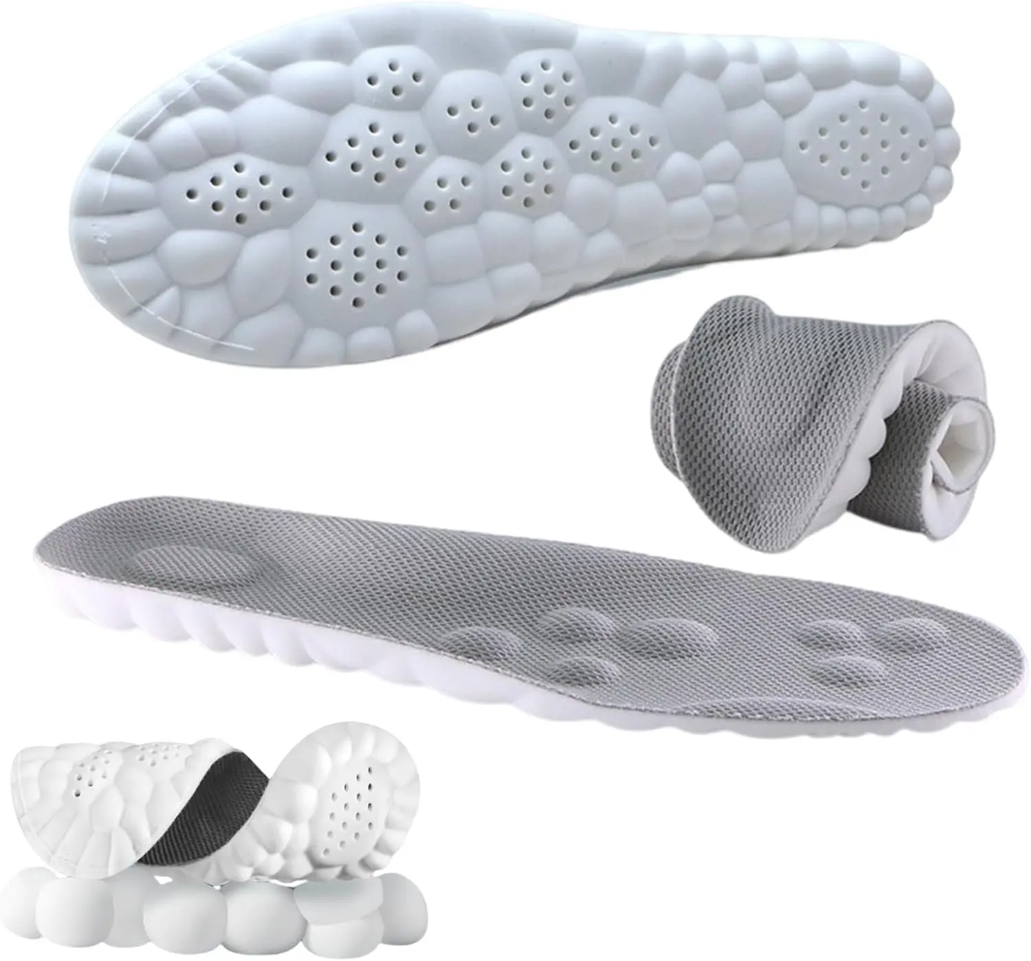 4D Cloud Shoe Insoles for Men & Women - Soft Memory Foam Orthotic, Soft Cushioned, Shock-Absorbing Performance Inserts for Sports, Office Use, Soft Cushioned Insoles