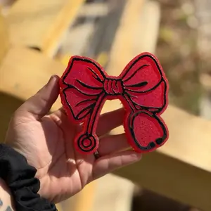 Stethoscope Bow - Red Glittery Bow Accessory for Medical Professionals & Nurses