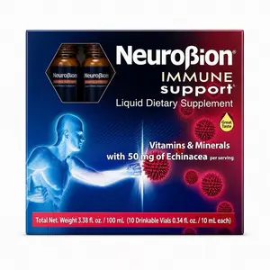 NeuroBion Immune Support Liquid Dietary Supplement with Vitamins, Minerals & Echinacea – 10 Drinkable Vials Immune Health Support