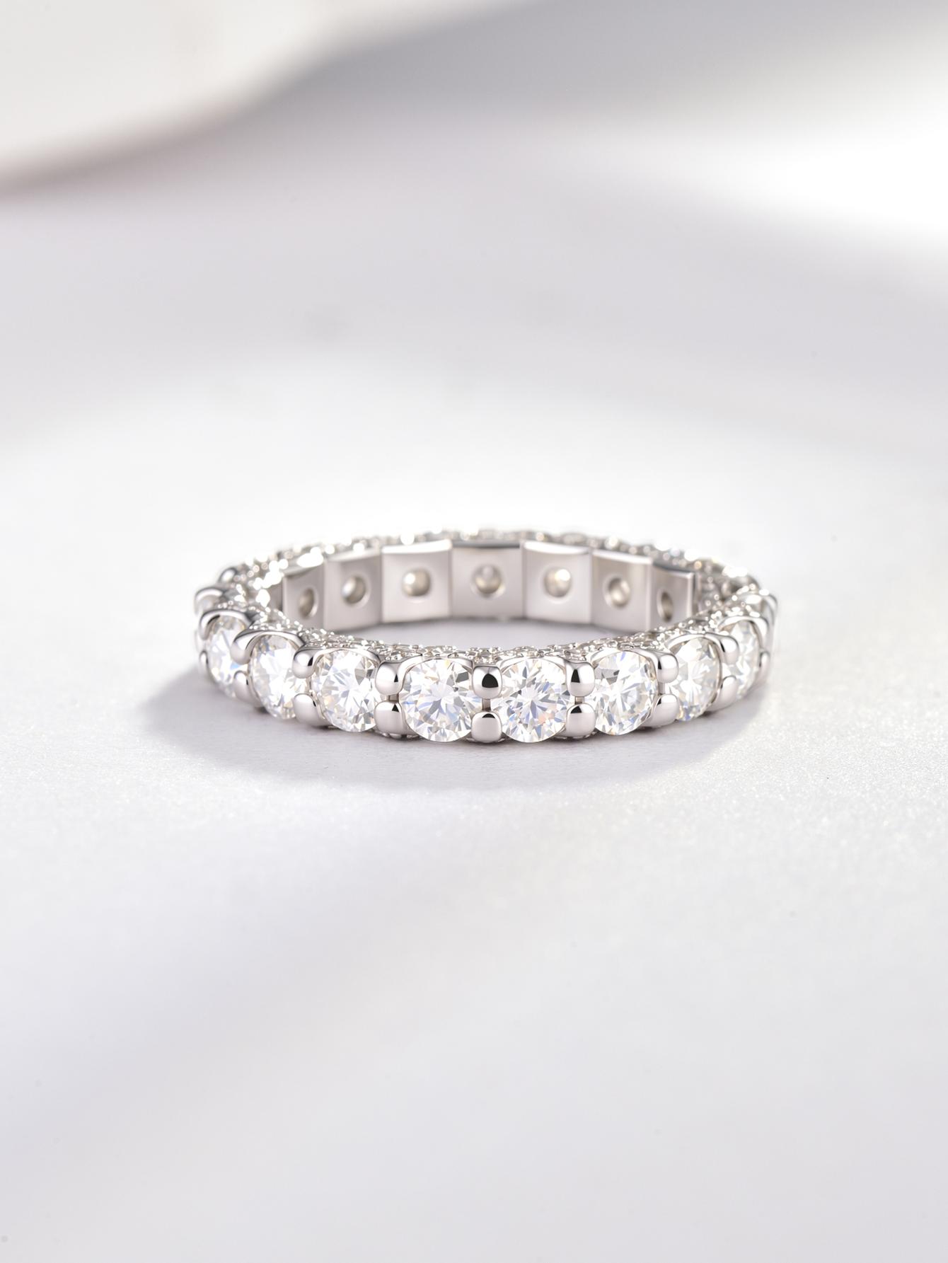 Kaelena Eternity Ring D Color VVS Lab-Created Moissanite Ring S925 Sterling Silver Jewelry Perfect for stacking, Men or Women's Birthday, Mother's Day Gift, Anniversary, Daily Wear and Wedding Set