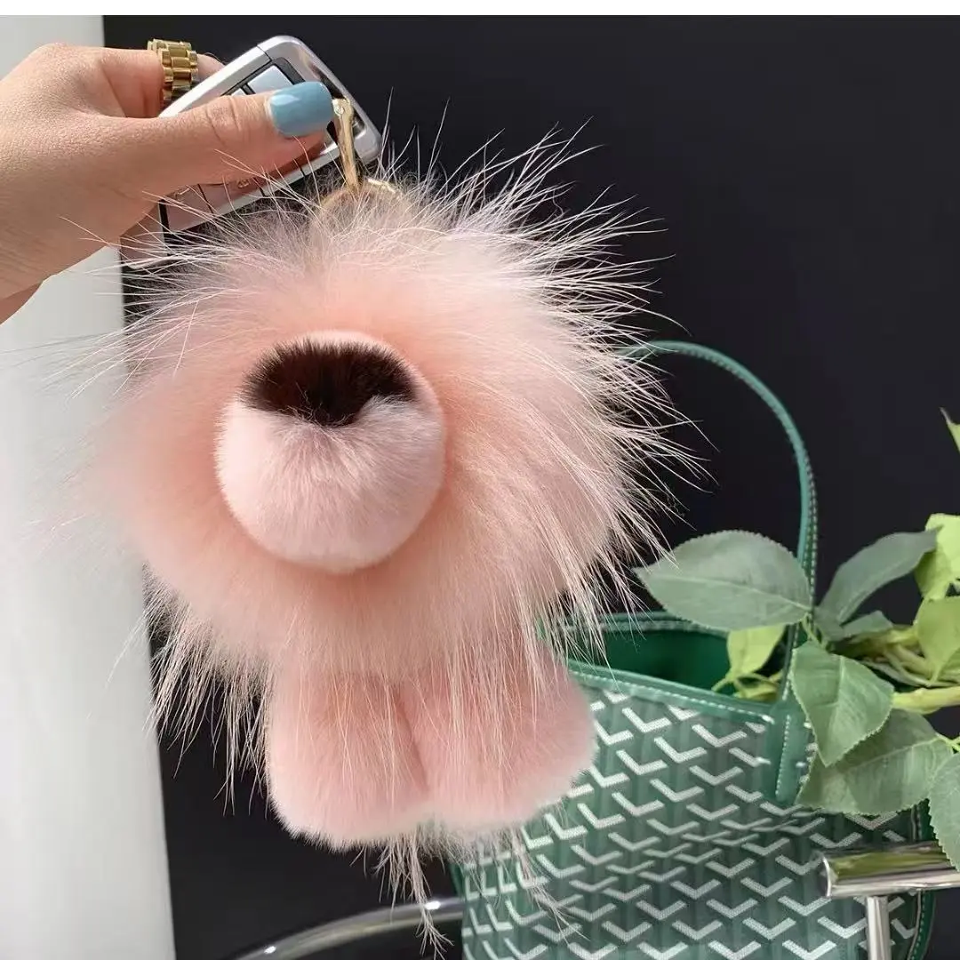 Lion pendant, real fur plush toy pendant, cartoon plush little lion pendant, car keychain, bag decoration