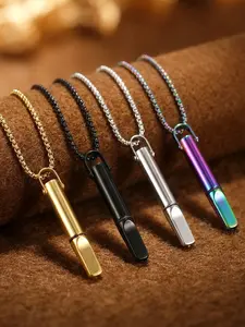 Breath Resistance Whistle Necklace, Versatile Yoga Meditation Stress Relief Pendant, Stainless Steel Chain, Unisex Friendship Gift