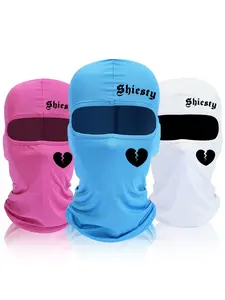 Letter & Heart Print Windproof Elastic Balaclava Face Mask, Summer Cooling Neck Gaiter, UV Protector Motorcycle Ski Scarf for Men Women