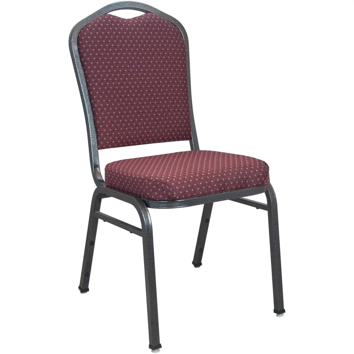 Flash Furniture  17.5 in. Advantage Premium Burgundy-Patterned Crown Back Banquet Chair, Silver Vein