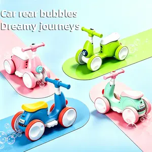 4-in-1 Kids Ride on Motorcycle with Bubble Machine, 6V Electric Balance Bike, Remote Control, LED Lights, Music, Rechargeable Toddler Ride On Car & Toy, Outdoor Stuff, Christmas Birthday Gift for 1-3 Years Old Baby