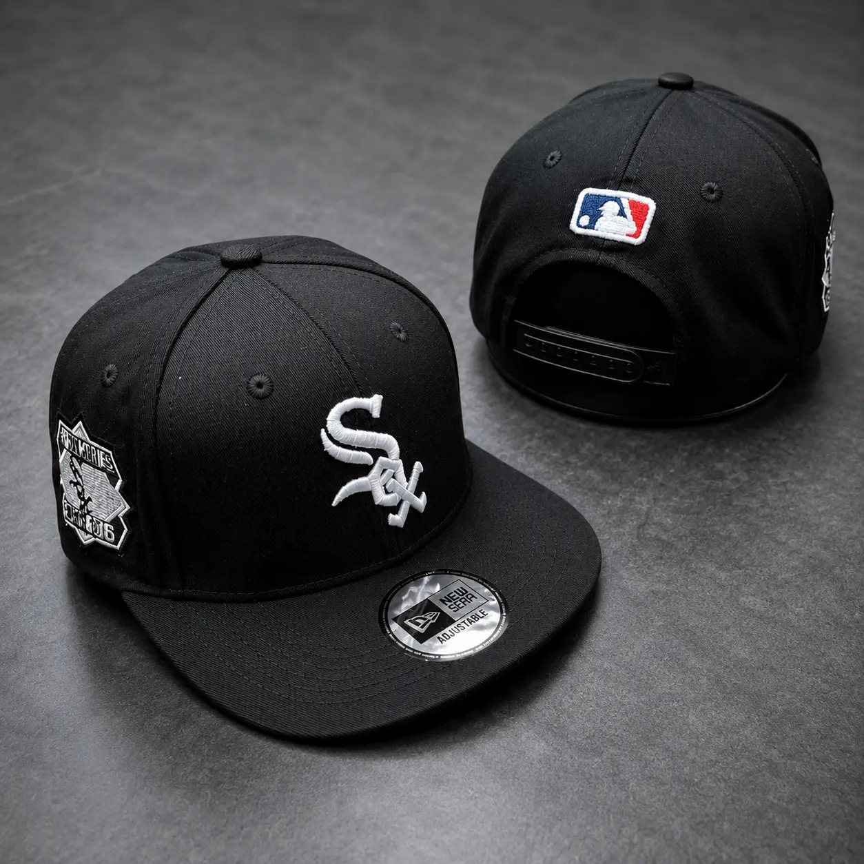 MLB Chicago White Sox New Era 9FIFTY Adjustable Flat Bill Snapback Baseball Cap, Unisex, Classic Embroidered Logo, Side Patch
