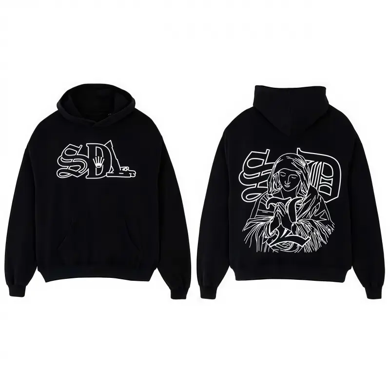 Men's Unisex Graphic Print Knit Sweatshirt - Comfortable Fit Street Style Pullover Hoodie, Cotton-Blend Yarn with Ribbed Spandex Cuffs, Matching Strap Detail, Casual