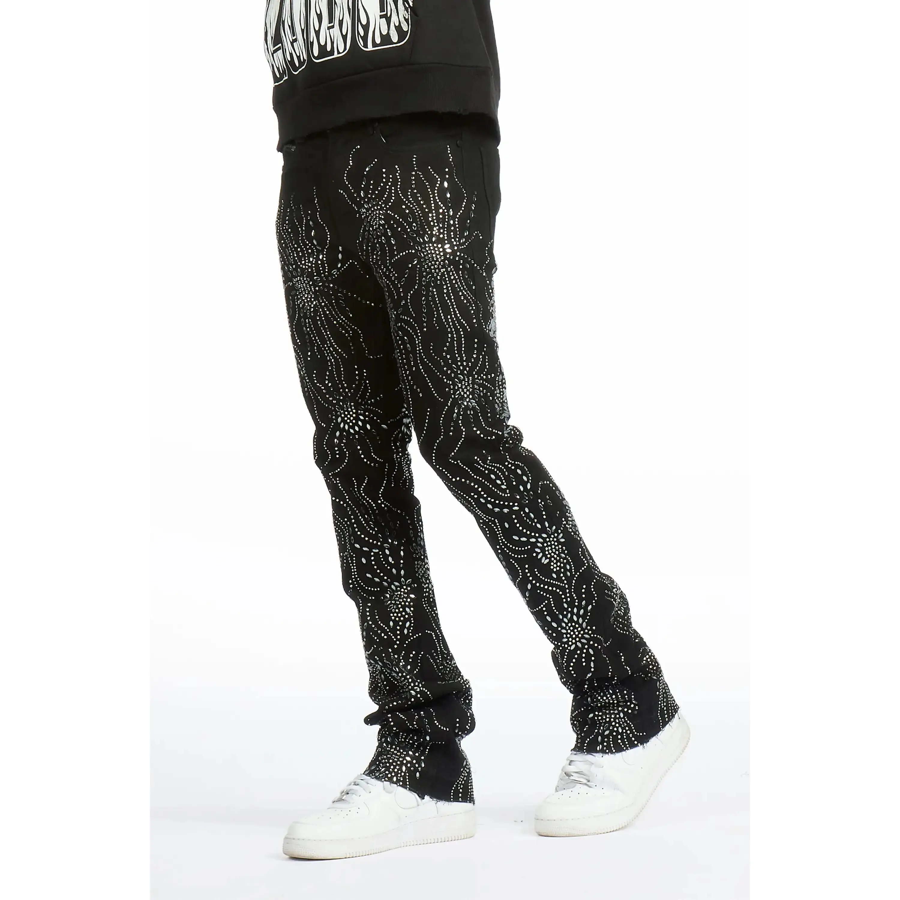 Izai Black Rhinestone Stacked Fit Jean Izai Black Rhinestone Stacked Fit Jean