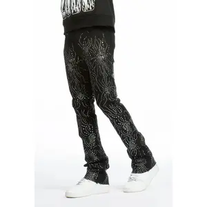 Izai Black Rhinestone Stacked Fit Jean