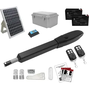 C026 Solar Gate Opener with Batteries & Solar Panel for Single Swing Gates Up to 770lb 16FT, Automatic Medium Duty Solar Powered Gate Openers Complete Kit with Remote