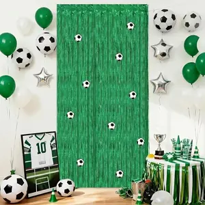 Football Theme Fringe Banner, Football Decoration Foil Fringe Design, Plastic Glitter Material, Party Background, Sports Event, Birthday Celebration, Decoration Banners