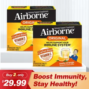 Airborne 1000mg Vitamin C with Zinc, SUGAR FREE Effervescent Tablets, Immune Support Supplement with Powerful Antioxidants Vitamins A C & E Healthcare Fitness