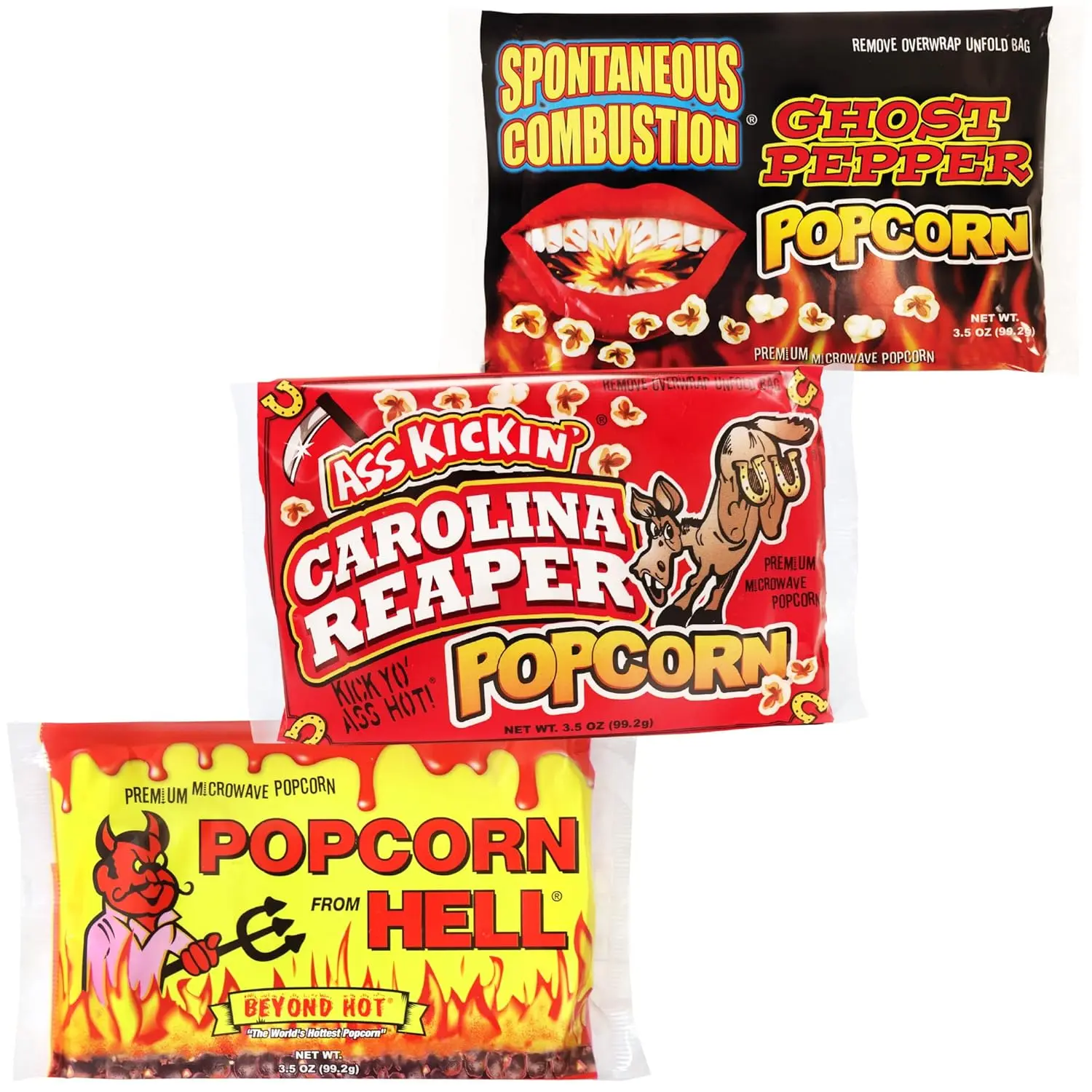 Premium Microwave Popcorn – Variety Gift Pack (3) - Ultimate Spicy and Sweat Gourmet Gift - Try if you dare!