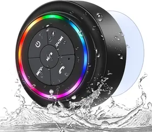 Shower Speakers,  Speaker with RGB Lights IPX7   Speaker with Suction Cup  Sound Pairs to Phones,Tablets, for Bathrooms,Outdoor,Party,Beach