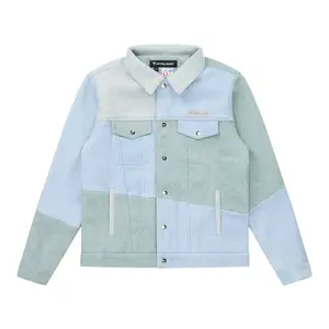 HYPLAND WOOL PATCHWORK TRUCKER JACKET (BLUE)