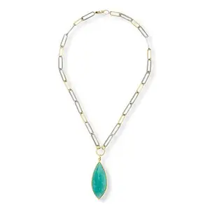 Rarities Fine Jewelry Rarities 18" Two-Tone Sterling Silver Amazonite Drop Necklace