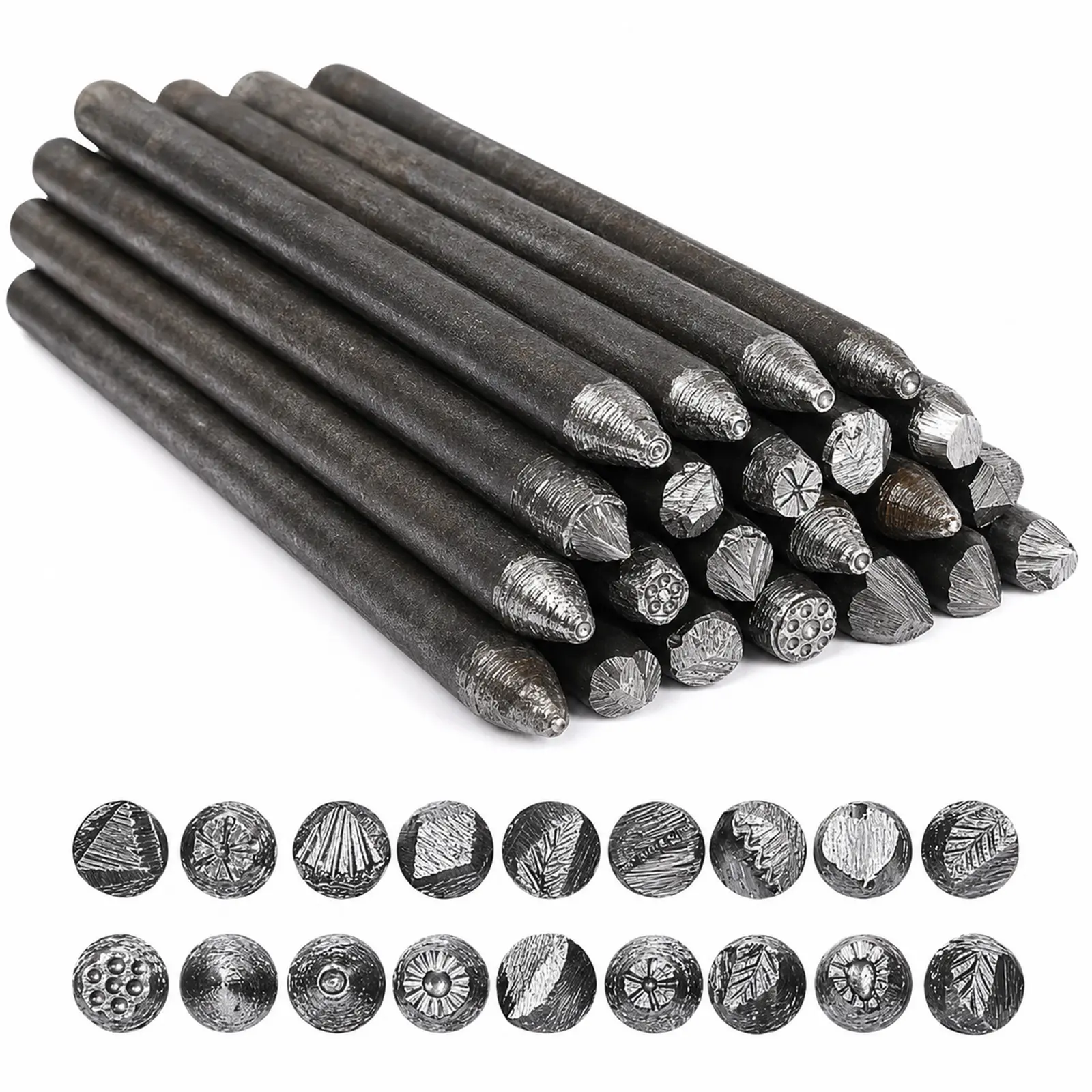 20-Piece Assorted Metal Texture Stamp Set for Jewelry Making - Stamping Tools for Crafters to Enhance Soft Metal Blank Projects, Texture Variety, Versatile and Practical DIY Beading Supplies, 20 Pieces