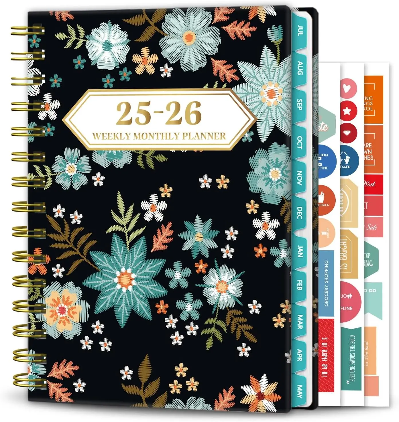 2025-2026 Planner 12-Month Daily Weekly Monthly Planner from JUL 2025 to JUN 2026 8.4" X 6" Spiral Notebook with Stickers Elastic Closure Inner Pocket for Office School Supplies