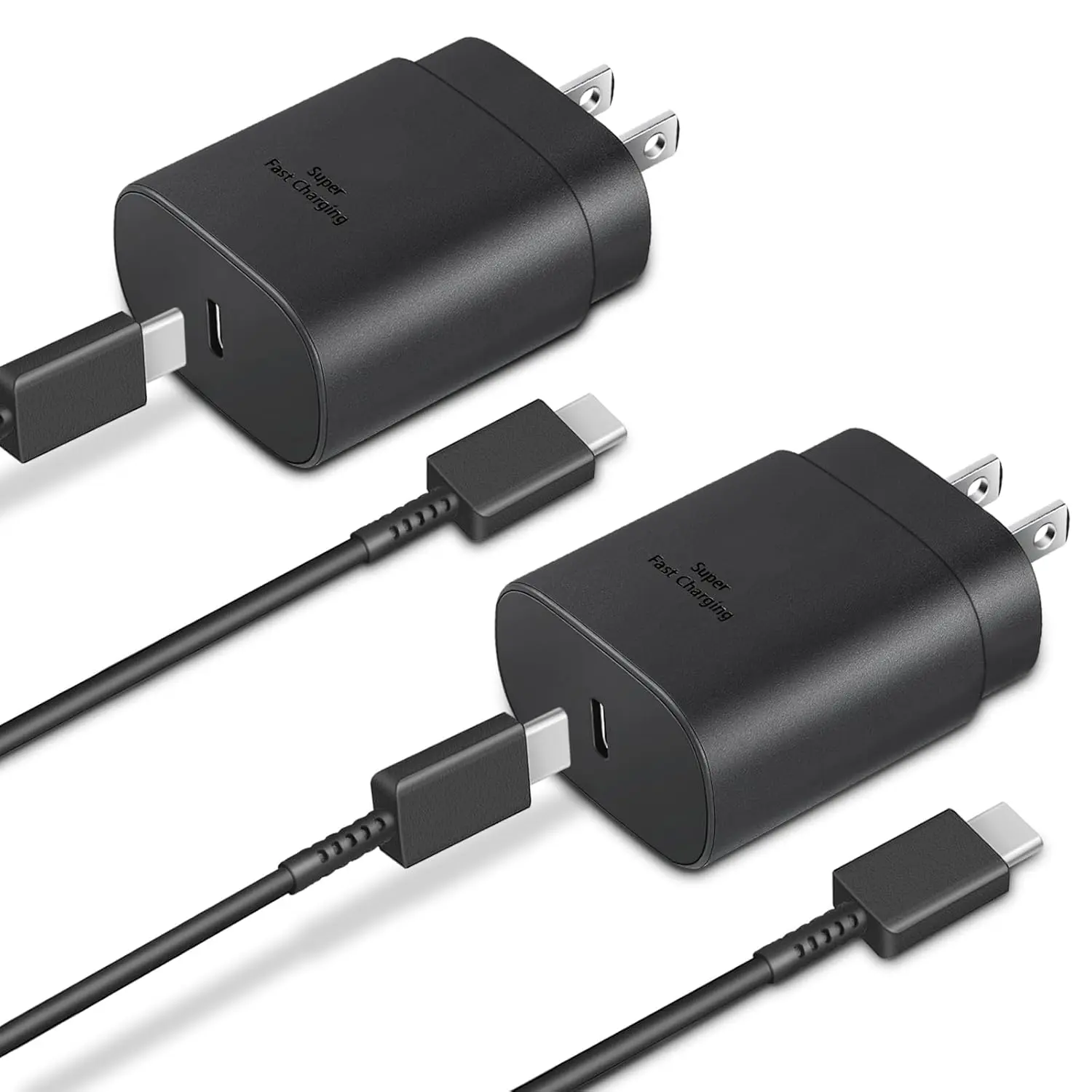 Type C Charger, 2-Pack 25W Type C Super Fast Charging Block with 6ft USB C Charger Cable Compatible with Galaxy S23 Ultra/S23+/S22/S21/S20/Phone 16/16 Plus/16 Pro Max/15/15 Pro Max/15 Plus-Black