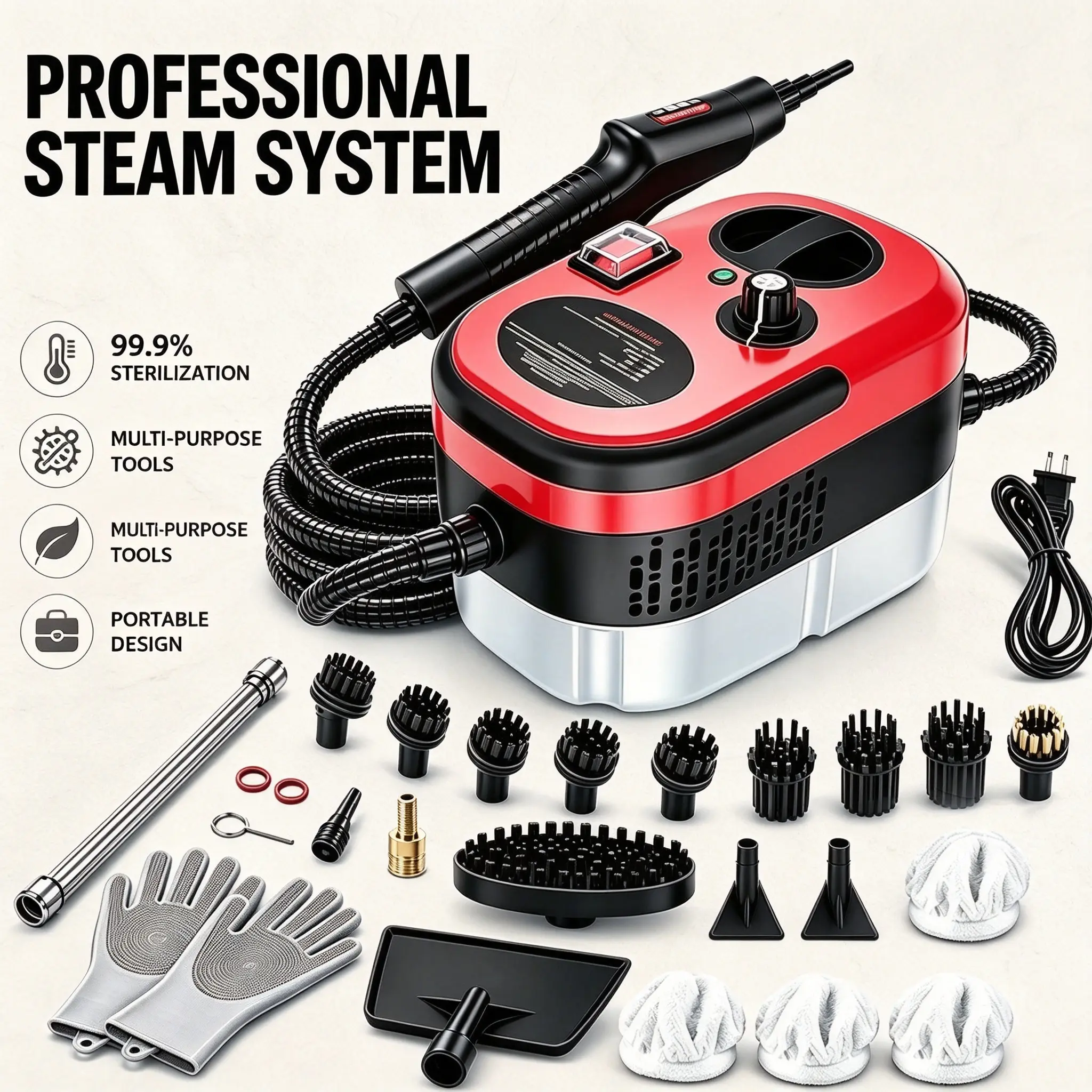 2026 Protable steam cleaner for house,  2500W High Pressure Steam Cleaner for Car Detailing, 6 Steam Levels, 160oMI Tank, High Heat Steamer for Bed Bugs, Couch, Furniture, Kitchen, Bathroom, Floors