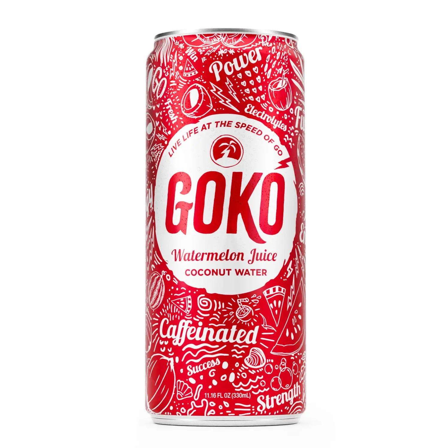 Goko - Watermelon Juice & Caffeinated Coconut Water Energy Drink - 95mg Natural Caffeine - No Added Sugar - 80Cal Clean Energy Beverage Sport