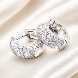 Sparkly Chunky Hoop Earrings for Women and Men Luxury Everyday Statement Jewelry