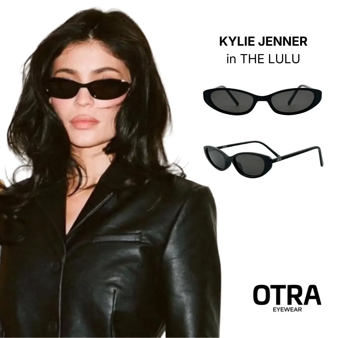 OTRA Lulu Women's Modern Thin Cat-Eye Sunglasses, Shiny Black Frame with Smoke Lenses, Modern Frames Styling Sunglasses, Trendy Shades, UV Protective Eyewear, Stylish Sunglasses, Sunglasses For Women