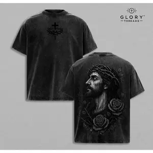 Jesus Crown of Thorns x Black Rose Tshirt & Hoodie Washed, God Apparel Tee, Jesus T-Shirt, Easter Streetwear, Christian Apparel Graphic Tees, Gym Pump Cover Christmas & Thanksgiving Outfit