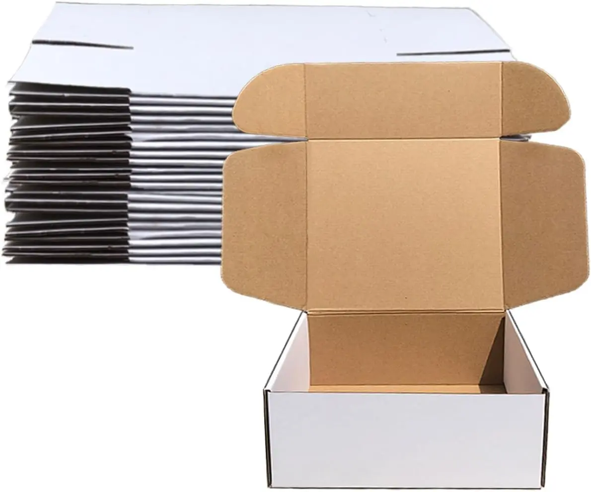 Shipping Boxes 9x9x4 inch Pack of 20, White Corrugated Cardboard Mailer Box | Mailer Boxes for Packaging and Shipping Small Business, Tuck Top, Easy Assembly, DIY Cardboard, Recyclable Literature Mailer