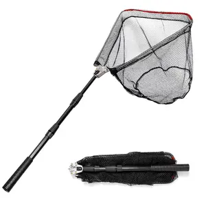 Fishing Landing Net, Fishing Equipment, Fishing Net for Freshwater Saltwater with Long Telescoping Pole Handle Foldable Collapsible Small Fish Net for Kids Men Women Easy Catch Release Fishing Gear