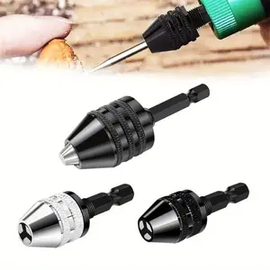3Pcs Drill Bit Adapter with 1/4 Hex Shank, Small Drill Chuck Extension for Impact Driver (0.6-8mm,0.3-3.6mmX2)