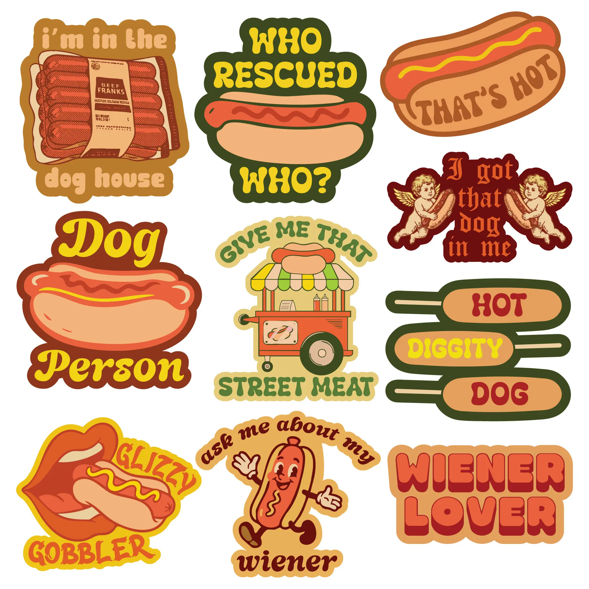 Hot Dog Sticker Extra Large Stickers Funny Cookout Adhesives with Memes Funny Stickers with Colorful Graphic Decals Funny Food  Multi -