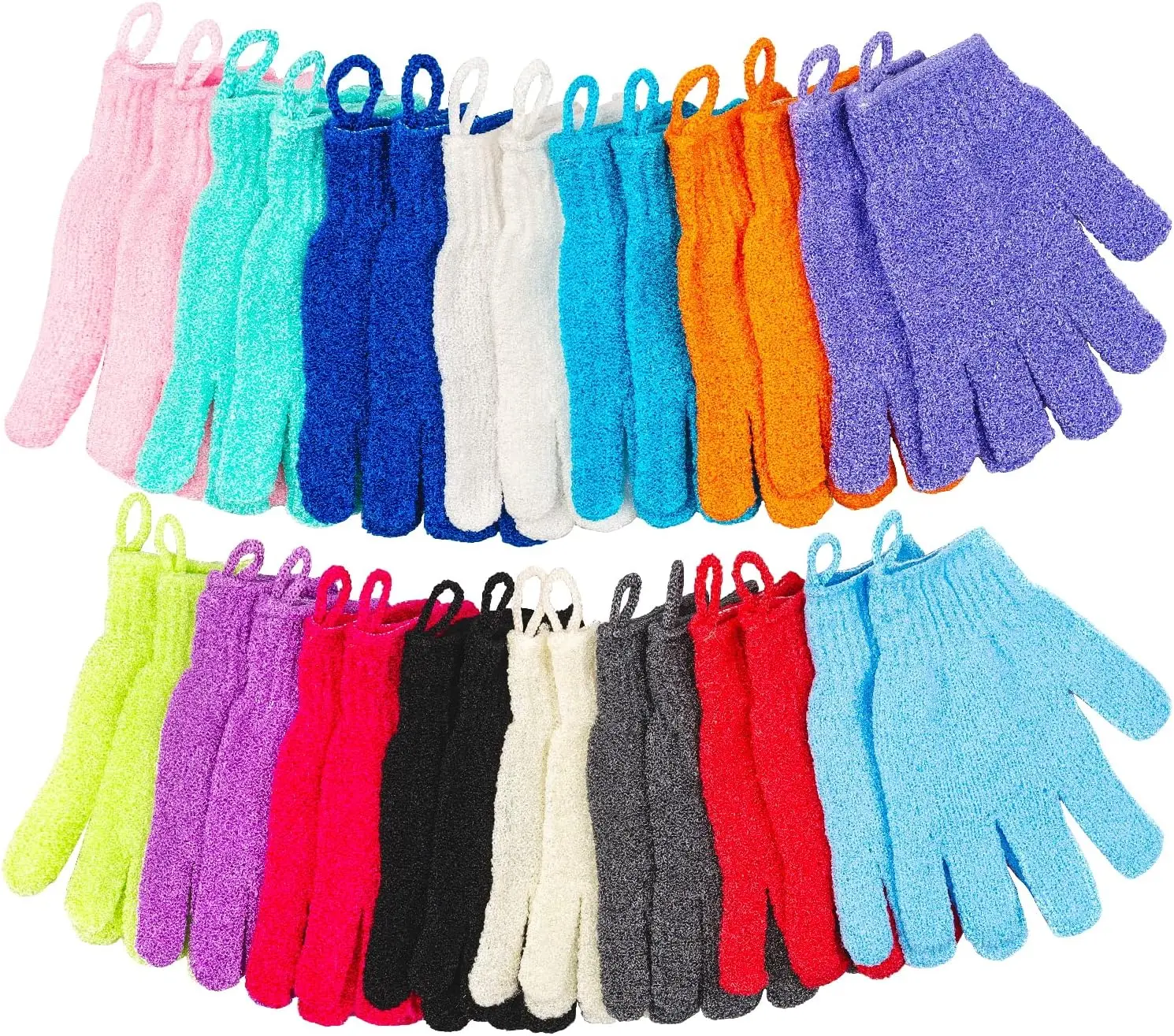 30 Pcs Exfoliating Gloves for Shower, Body Exfoliator Glove with Hanging Loop, Scrub Exfoliate Glove Mitt Bath Face Spa Hand Scrubber Wash Deep Scrubbing Dead Skin for Women Men, Personal
