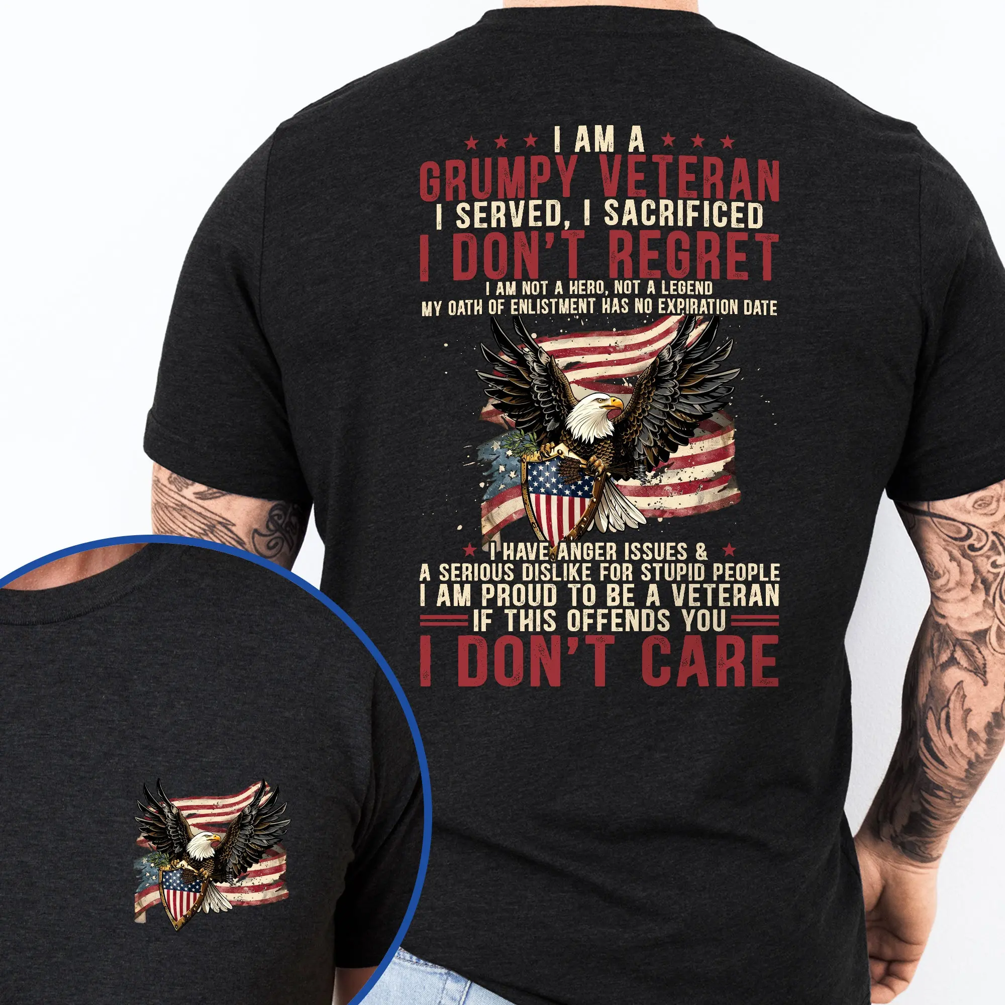 Patriotic American Veteran T-Shirt TPT1897TS - Men's Basic Letter Print Crew Neck Tee, Short Sleeve T-shirt, Summer Clothes, Birthday Gifts For Men Menswear Top