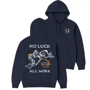 No Luck All Work Hoodie – Blue Collar Work Ethic Hoodie, Funny Rabbit Graphic Hoodie, Hard Work Motivation Pullover, Construction Worker Gift, Unisex Streetwear