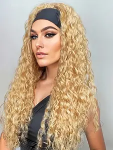 Long Water Wave Headband Synthetic Wavy Curly Wig, Curly Heat Resistant Wig for Women, Daily Use, All Seasons, Long Wigs, Headband Design, Synthetic Curly Hair, Headband Style Wig