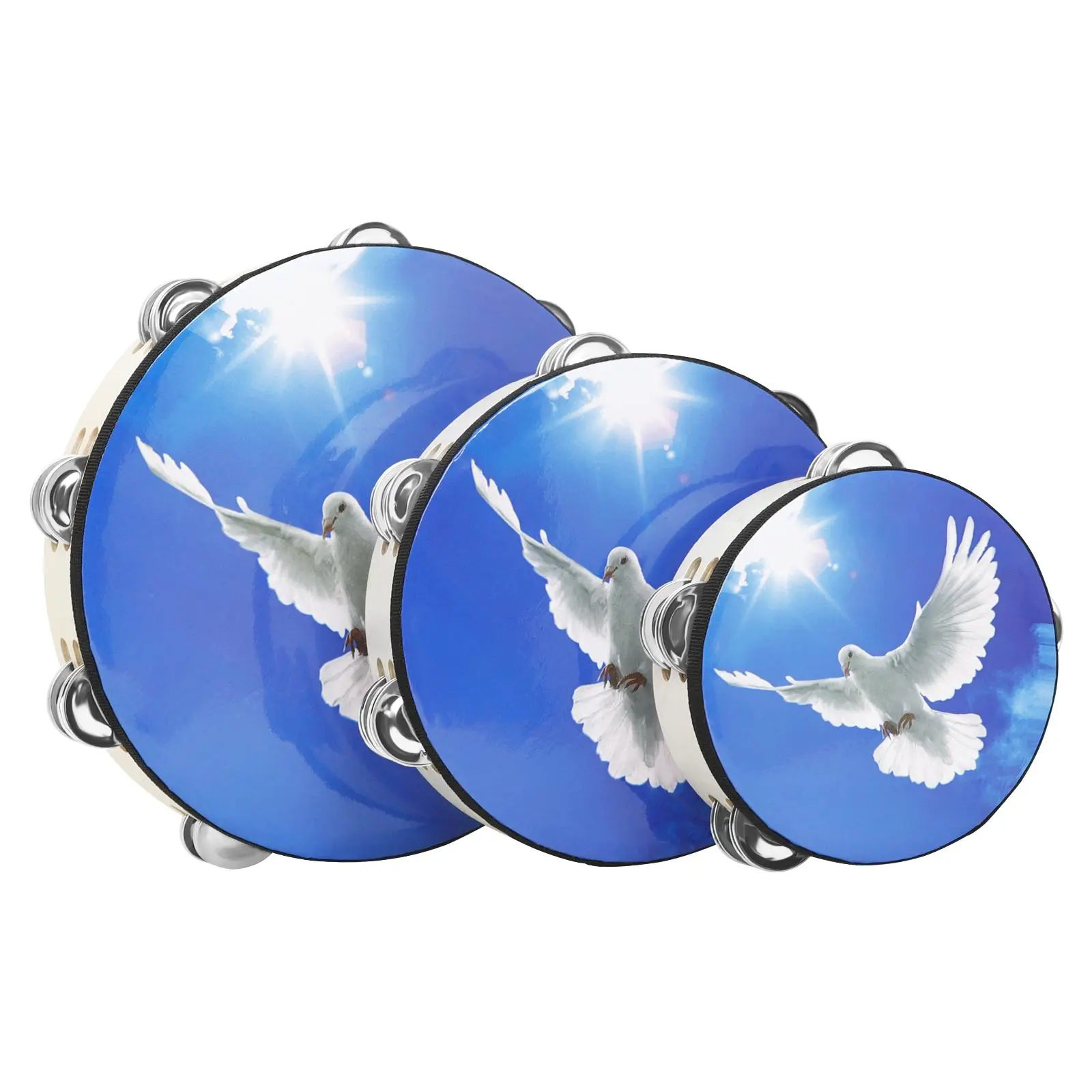 6+8+10 Inch Handheld Portable Tambourine Set, 3 Counts/set Double Row Round Tambourine, Musical Instrument for Teenager & Adults, Percussion Instrument for Home & School, Percussion Musical Instruments