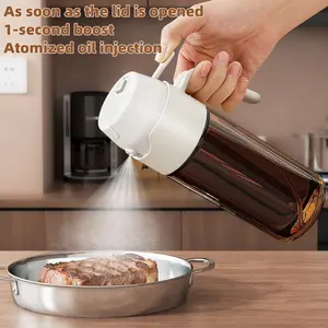 Premium 2 in 1 Oil Sprayer for Cooking 18.6oz/550ml Light-Blocking Dark Olive Oil Dispenser Bottle Food-Grade Mister for Air Fryer BBQ