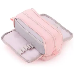 Large Capacity Fabric Pencil Case with 4 Compartments, Durable Material, Multifunctional Stationery, School Office Stationery Organizer, Unisex Youth Storage Bag