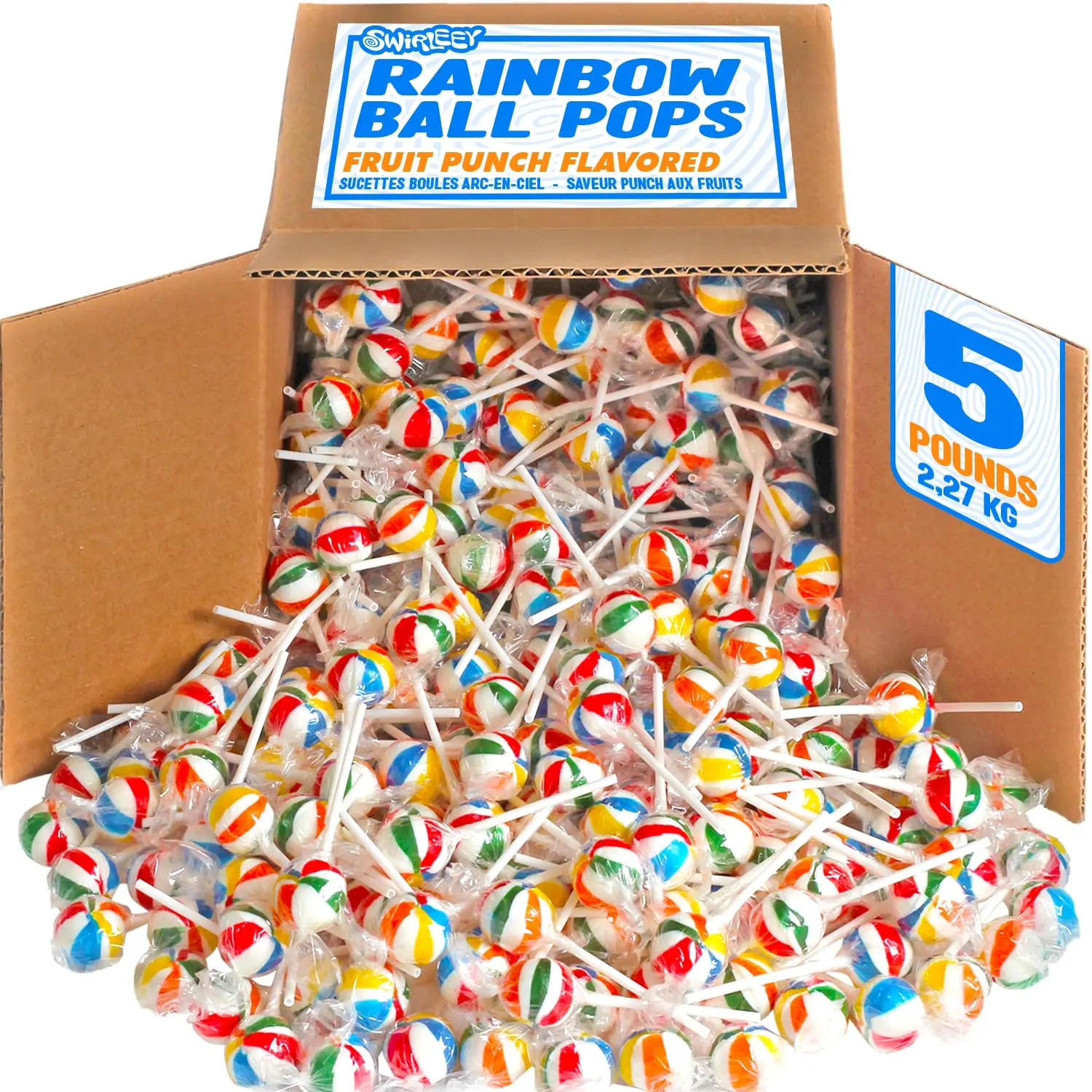 Swirleey Rainbow Lollipops 5 lb, Wrapped Candy Suckers Swirleey Rainbow Lollipops 5 lb, Wrapped Candy Suckers