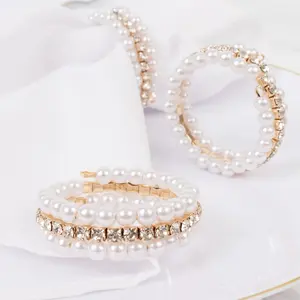 4-Pack White Pearl Rhinestone Napkin Rings, Elegant Round Napkin Holders - 2"