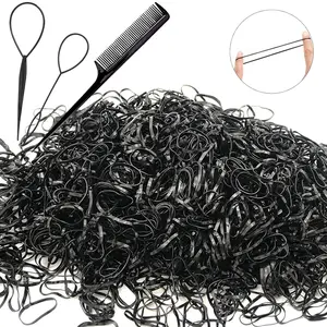 Elastic Hair Rubber Bands 2500 count Soft Ponytail Elastics Holders Small Hair Ties for Blond   Girls   Hair No Crease  No Hurt Thin Easy to dismantle Mini TPU Hair Tie Black