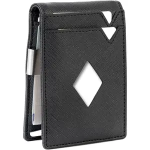 Bifold Slim Men Wallet  Thin, Fit 6-8 Cards, Several  (Fold Once), Small Vertical RFID Blocking Wallets for Men -Black democratic wallet for men semorid wallet for men