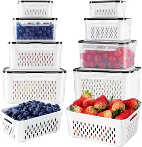 4 count Fruit Storage Containers for Fridge with Removable Colander, Airtight  Storage Container, Dishwasher Safe Produce Saver Container for Refrigerator, Keep Berry Fruit Vegetable Fresh Longer