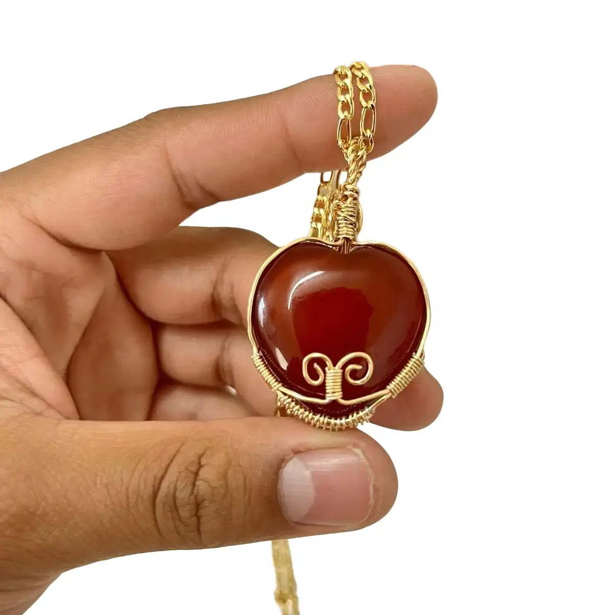 Endless Love Hand Carnelian Necklace Wrapped
